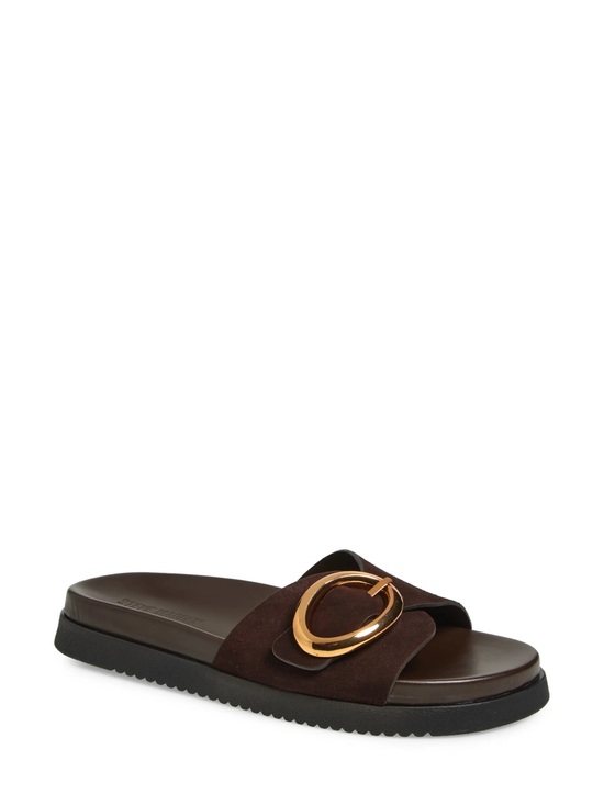 Steve Madden Shoes - Steve Madden Brown Suede Slide Sandals with Gold Buckle